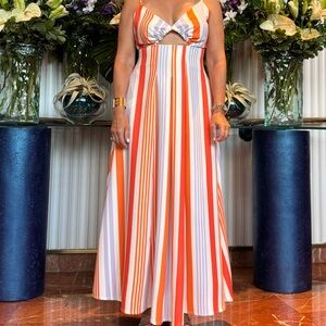 Silka size S Striped Orange and White Maxi Dress